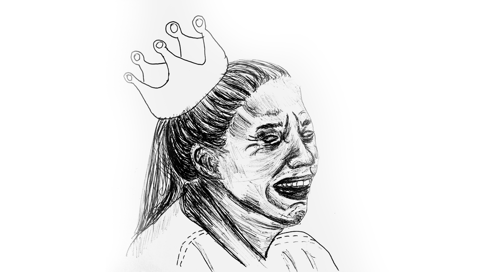 Woman crying with a crown