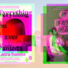 Image of the front covers of Everything You Ever Wanted and My Year of Rest and Relaxation with a glitchy overlayer over a desert background