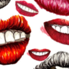 Illustration collage Billie Piper's lips